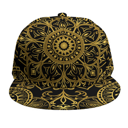 Gold And Black Mandala Print Snapback Cap
