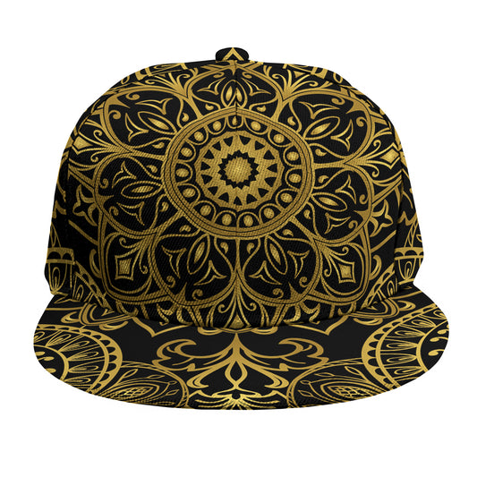 Gold And Black Mandala Print Snapback Cap