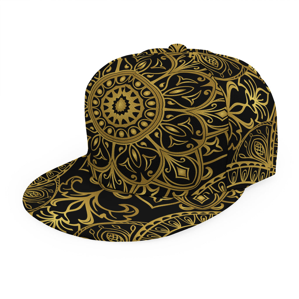Gold And Black Mandala Print Snapback Cap