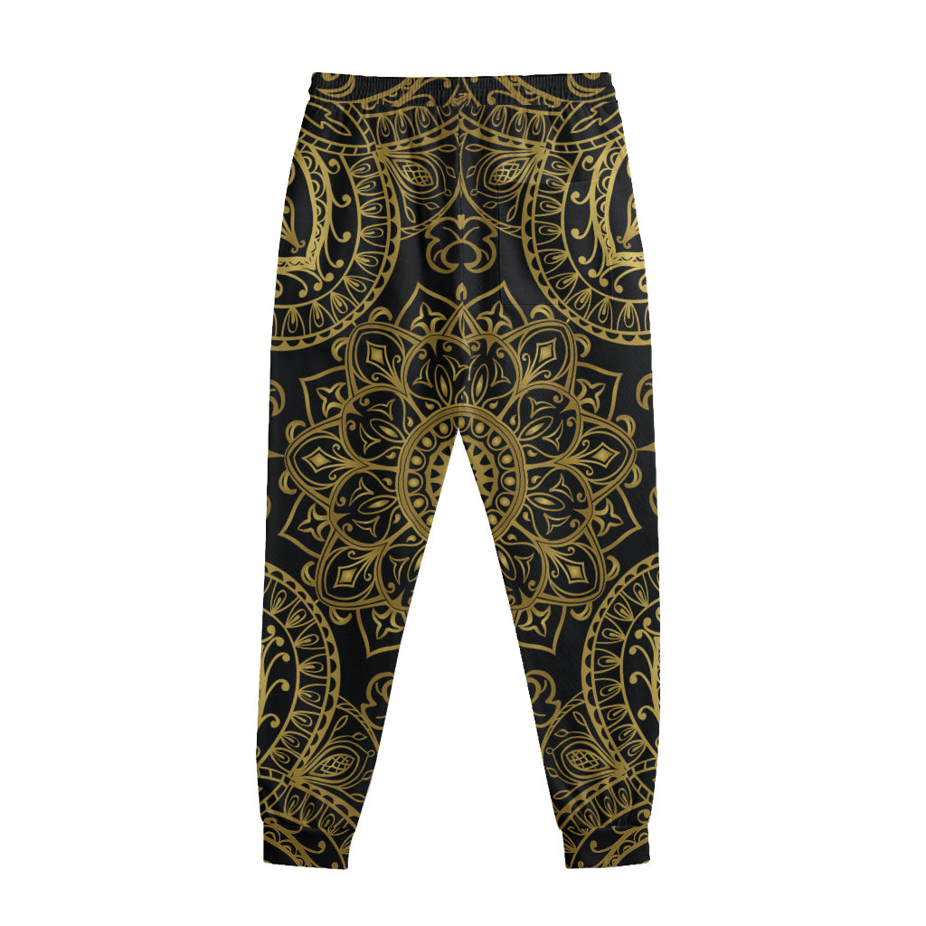 Gold And Black Mandala Print Sweatpants