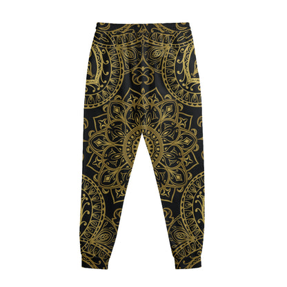 Gold And Black Mandala Print Sweatpants