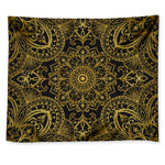Gold And Black Mandala Print Tapestry