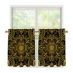 Gold And Black Mandala Print Tier Curtains