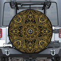Gold And Black Mandala Print Tire Cover With Camera Hole