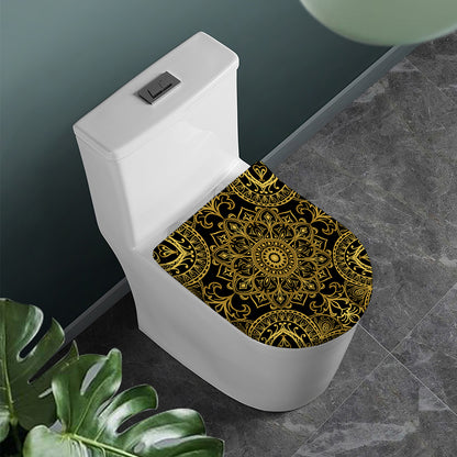 Gold And Black Mandala Print Toilet Lid Cover