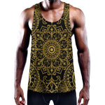 Gold And Black Mandala Print Training Tank Top