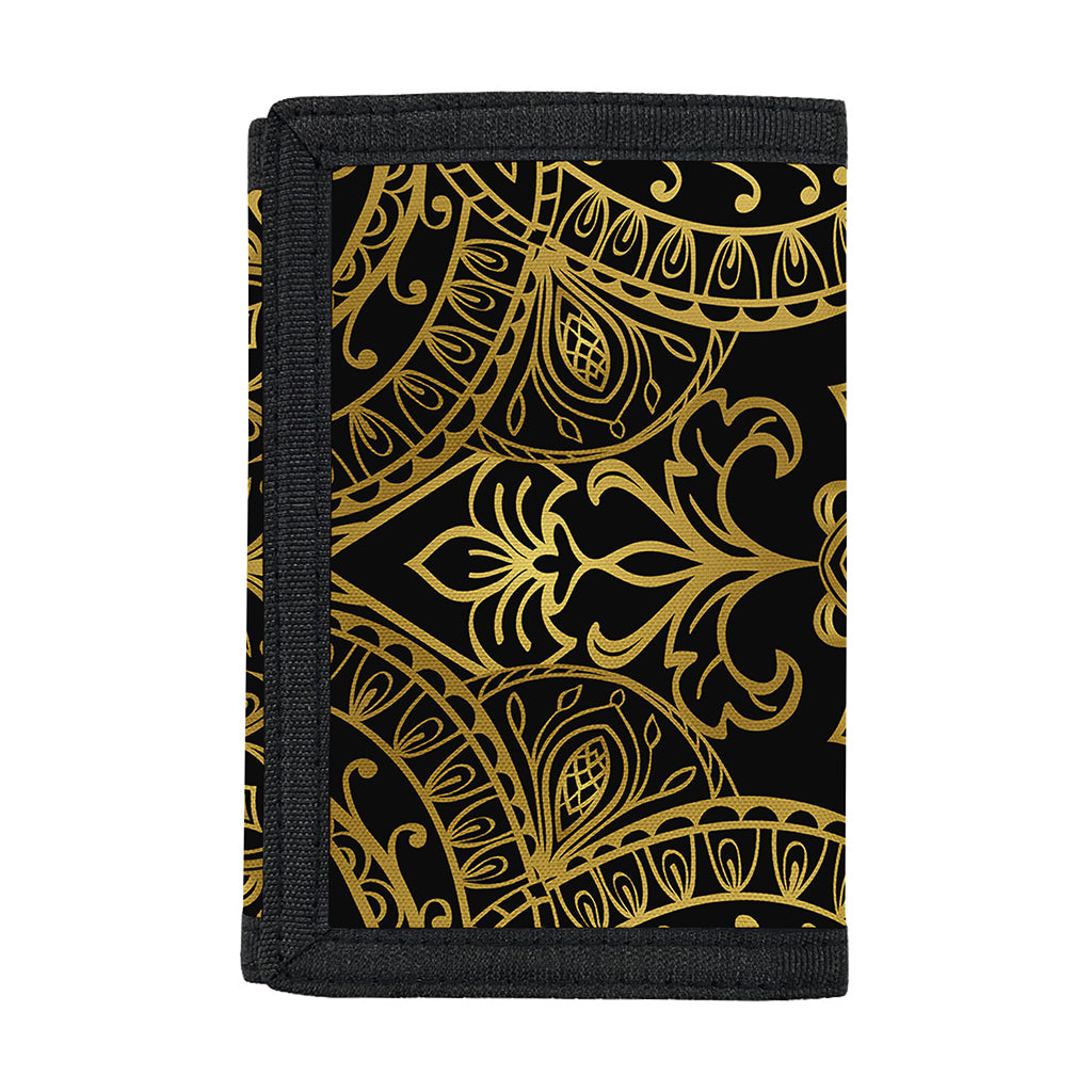 Gold And Black Mandala Print Trifold Wallet