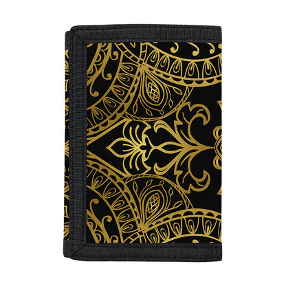 Gold And Black Mandala Print Trifold Wallet
