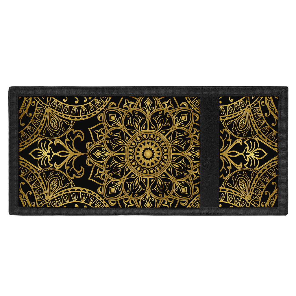 Gold And Black Mandala Print Trifold Wallet