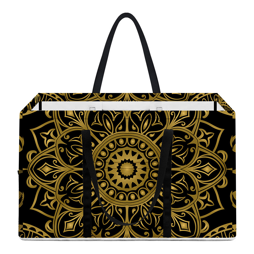Gold And Black Mandala Print Utility Tote Bag