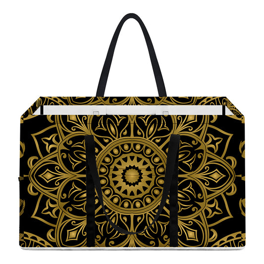 Gold And Black Mandala Print Utility Tote Bag