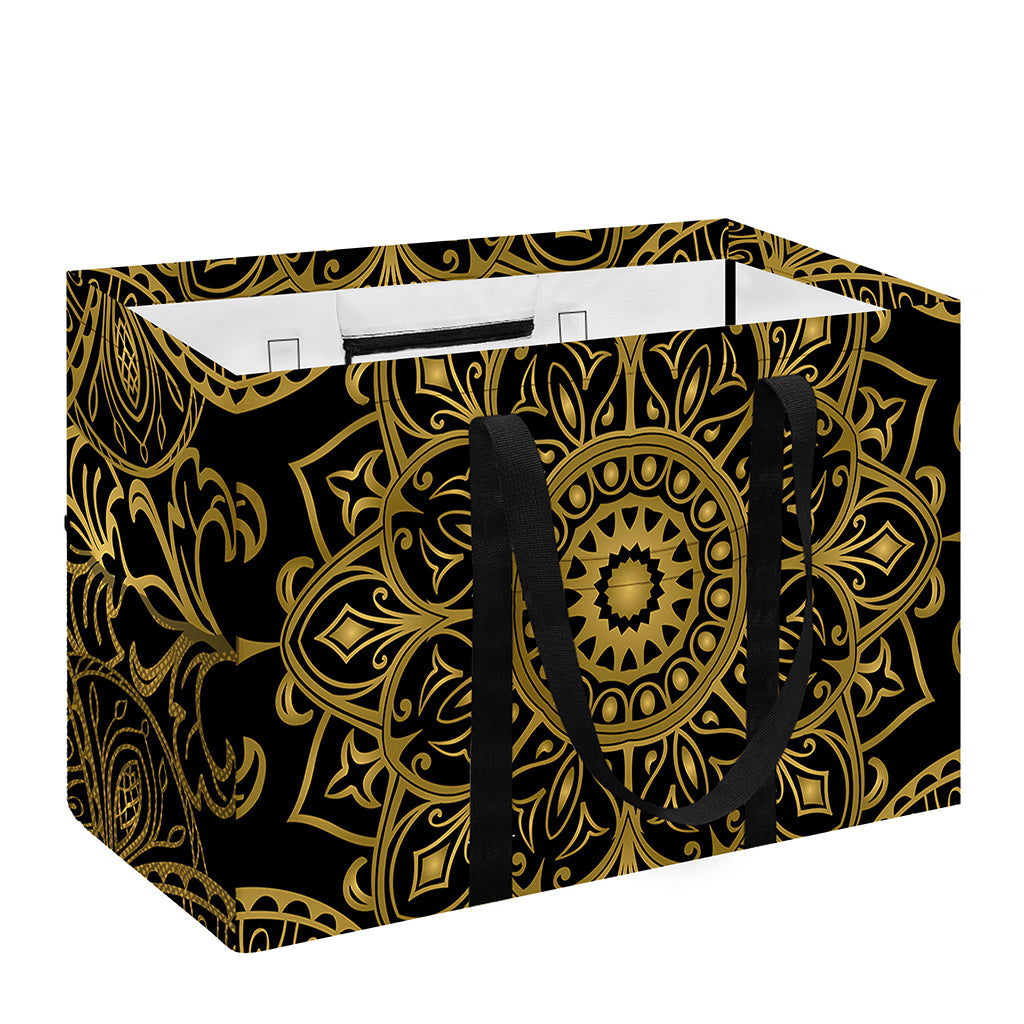 Gold And Black Mandala Print Utility Tote Bag