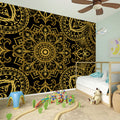 Gold And Black Mandala Print Wall Sticker