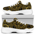 Gold And Black Mandala Print White Chunky Shoes