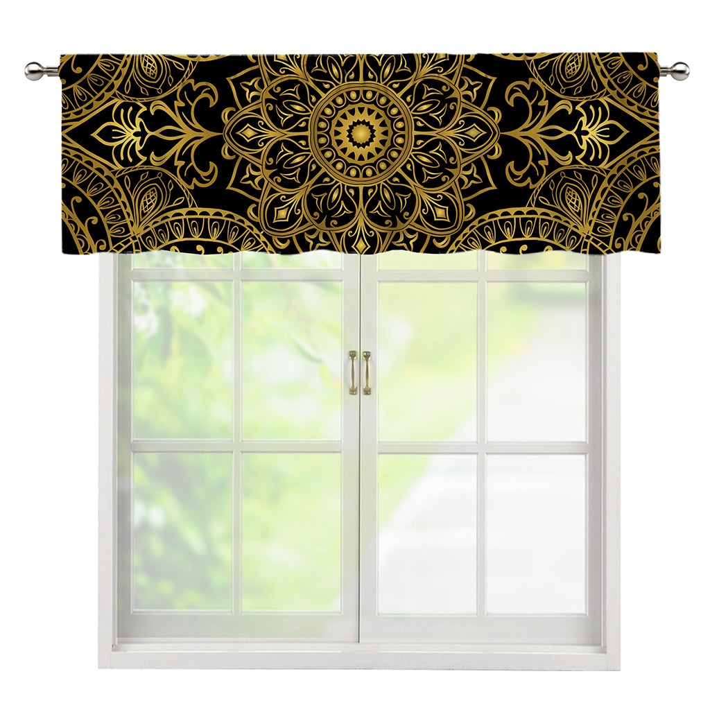 Gold And Black Mandala Print Window Valance