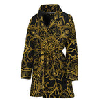 Gold And Black Mandala Print Women's Bathrobe