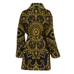 Gold And Black Mandala Print Women's Bathrobe