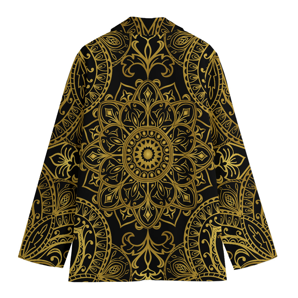 Gold And Black Mandala Print Women's Blazer
