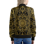 Gold And Black Mandala Print Women's Bomber Jacket