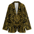 Gold And Black Mandala Print Women's Cotton Blazer