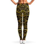 Gold And Black Mandala Print Women's Leggings