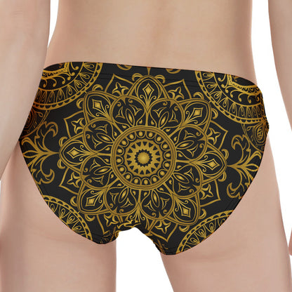 Gold And Black Mandala Print Women's Panties