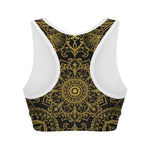 Gold And Black Mandala Print Women's Sports Bra