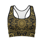 Gold And Black Mandala Print Women's Sports Bra