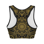 Gold And Black Mandala Print Women's Sports Bra