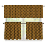 Gold And Black Orthodox Pattern Print 3 Piece Kitchen Curtains