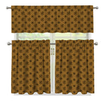 Gold And Black Orthodox Pattern Print 3 Piece Kitchen Curtains