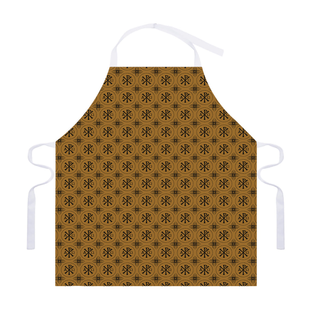 Gold And Black Orthodox Pattern Print Adjustable Apron