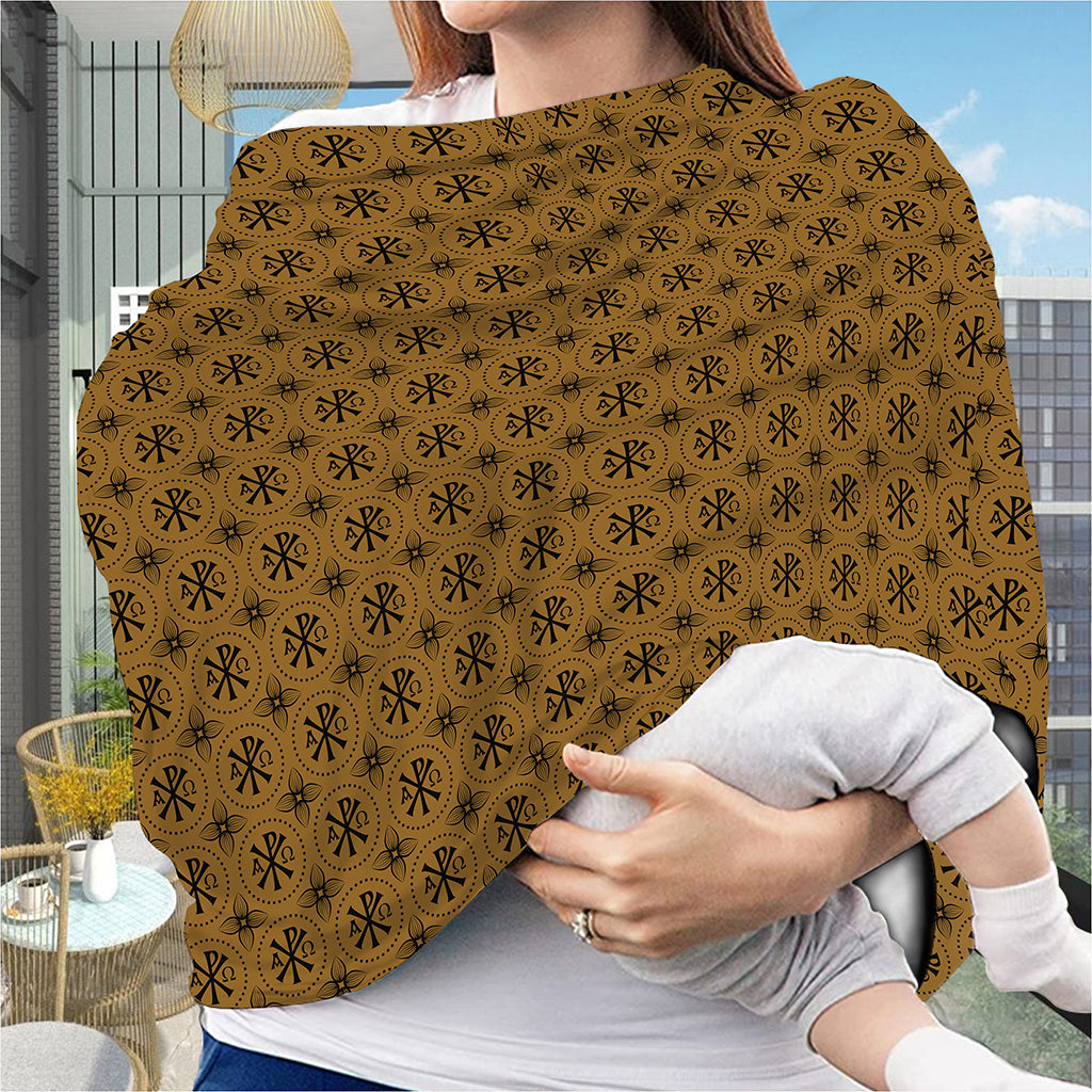 Gold And Black Orthodox Pattern Print Baby Seat Cover
