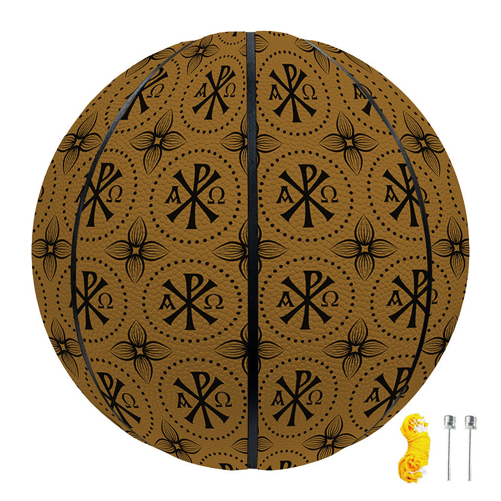 Gold And Black Orthodox Pattern Print Basketball