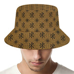 Gold And Black Orthodox Pattern Print Bucket Hat