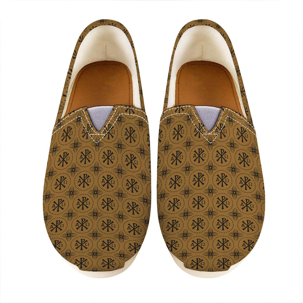 Gold And Black Orthodox Pattern Print Casual Shoes
