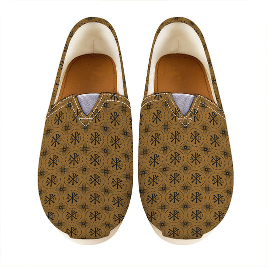 Gold And Black Orthodox Pattern Print Casual Shoes