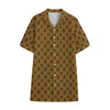 Gold And Black Orthodox Pattern Print Cotton Hawaiian Shirt
