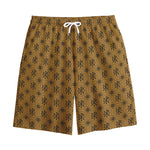 Gold And Black Orthodox Pattern Print Cotton Shorts
