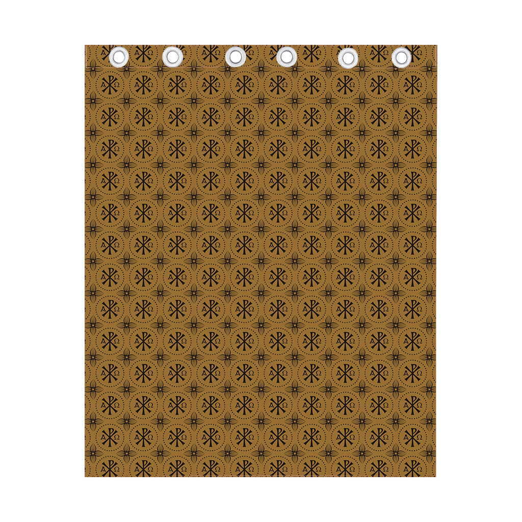 Gold And Black Orthodox Pattern Print Curtain