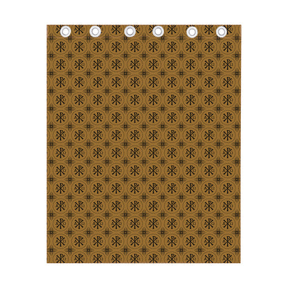 Gold And Black Orthodox Pattern Print Curtain