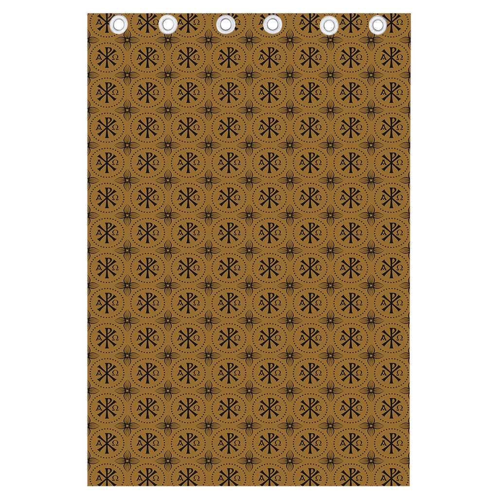 Gold And Black Orthodox Pattern Print Curtain