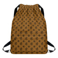 Gold And Black Orthodox Pattern Print Drawstring Backpack