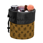 Gold And Black Orthodox Pattern Print Drawstring Makeup Bag