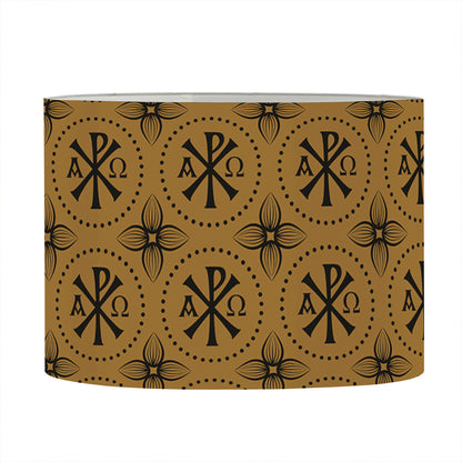 Gold And Black Orthodox Pattern Print Drum Lamp Shade