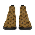 Gold And Black Orthodox Pattern Print Flat Ankle Boots
