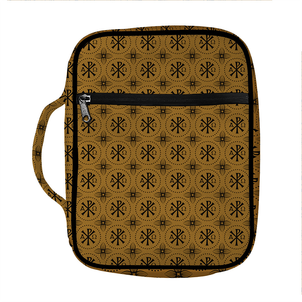 Gold And Black Orthodox Pattern Print Front Pocket Bible Bag