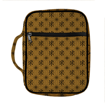 Gold And Black Orthodox Pattern Print Front Pocket Bible Bag