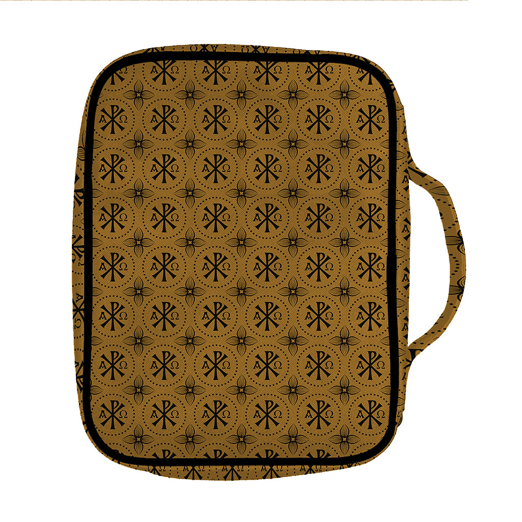 Gold And Black Orthodox Pattern Print Front Pocket Bible Bag
