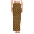 Gold And Black Orthodox Pattern Print High Slit Maxi Skirt